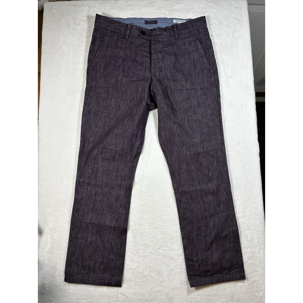 Gustin Pants Mens 33 Purple California Slim Button Fly Preppy Twill Luxury